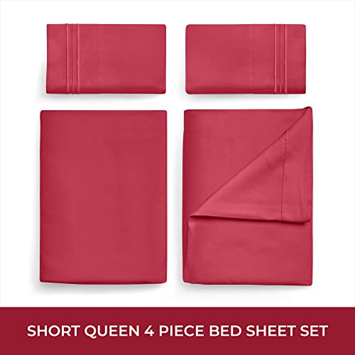 Image of Mellanni RV Short Queen Sheets - 4 PC Iconic Collection Bedding | Hotel Luxury, Extra Soft, Cooling Bed Sheets - Deep Pocket up to 10 inch (RV /Short Queen, Brick Red)