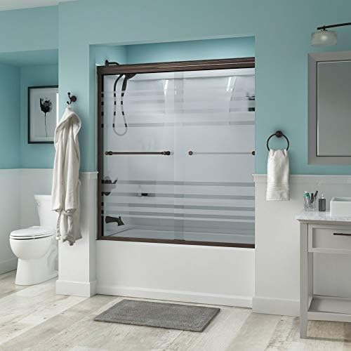 Delta Shower Doors SD3276652 Windemere Semi-Frameless Traditional Sliding Bathtub Door 60in.x58-1/8in, Bronze Track