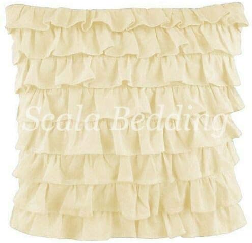 2 pcs Pair Waterfall Multi Ruffle Pillow sham 100% Cotton-Body