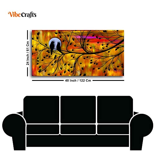 Image of VIBECRAFTS Canvas Paintings for Living Room Drawing Room Bird Couple On Tree Canvas Wall Painting Fitted With Wooden Frame For Home | Office | Living Room | Gift (PTVCH 2474)