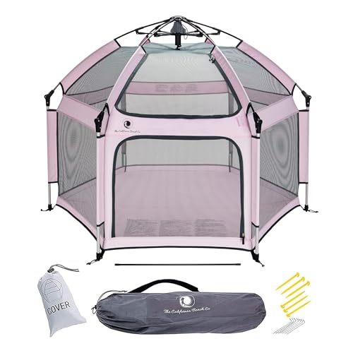 Image of POP 'N GO Baby Playpen - Indoor & Outdoor Playpen for Babies and Toddlers - Baby Beach Tent, Foldable, Portable W/Canopy, Travel Bag, & Mosquito Net - Pop Up Pack and Play Tent (Soft Pink)