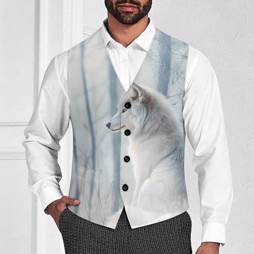 Cool Wolf Majestic Forests Men's Suit Vests Business Formal Dress Vest V-Neck Waistcoat for Wedding Casual2