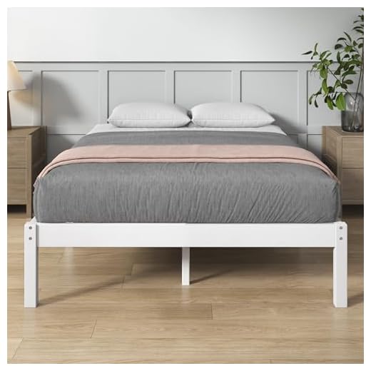 Zinus Letto Matrimoniale in Bambù Ellie 160x190cm - Struttura Moderna e Leggera Con Rete a Doghe in Legno - 35,5 cm di Spazio di Archiviazione Sotto - Design Ecologico - Colore Bianco