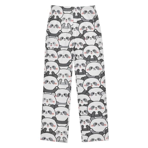 Boys' Pants Cute Panda Bear Pattern Long Bottoms Jogger Pants Elastic Waist Trousers with Pockets S-XL