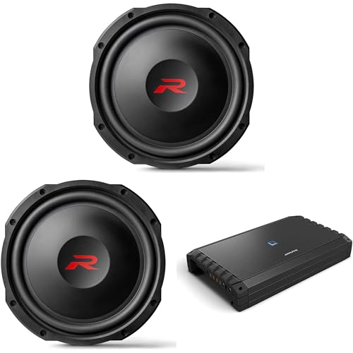 Alpine (2 RS-W12D4 12' Shallow R-Series Sub w/ S2-A120M Mono Amp Bundle