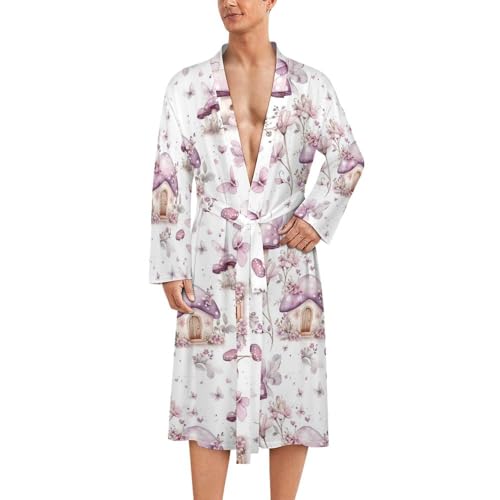 Peignoir de bain homme pour matinée détente en kimono léger rose
