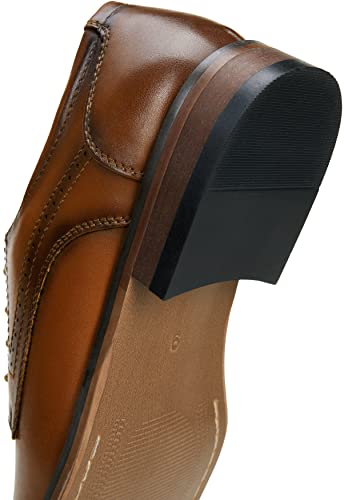 Vostey Men's Dress Shoes Brown Classic Cap Toe Brogue Men Oxfords (Bmy636 Polished Brown Size 10.5) #TOP5