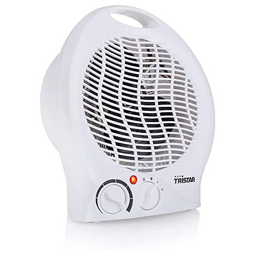 Tristar KA-5039 Calefactor con ventilador eléctrico y 3 funciones ajustables, Termostato regulable, 2000 W, Asa integrada, Blanco