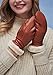 YISEVEN Women's Leather Gloves Mittens Fur Cuff, Cognac 7.0