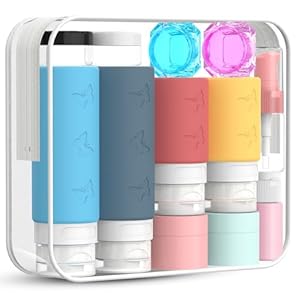 26 Pack Squeezable Silicone Travel Bottles Set – Empty, Leak-Proof, Refillable Containers for Toiletries, TSA Approved Travel Accessories for Women, Airplane Travel Essentials