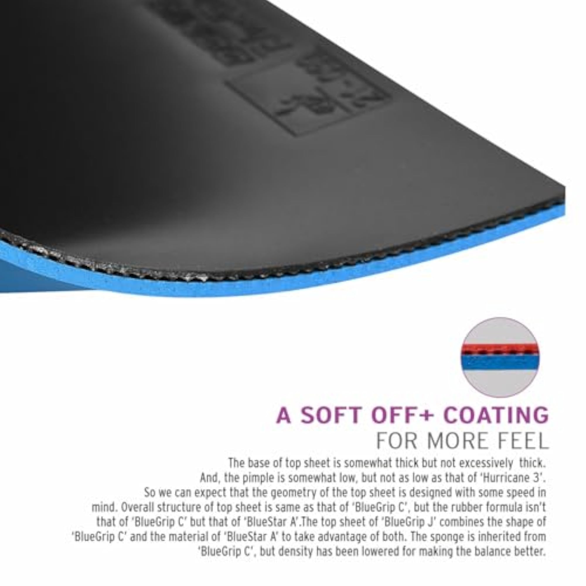 Bluegrip J1 Max Table Tennis Rubber, Black