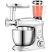 Mieszadło kuchenne, 3 w 1, w pełni automatyczne mieszadło do żywności, z 4 litrową misą elektryczną ze stali nierdzewnej, 6-biegowy system mieszania, ustawienia 1000 W, mikser i przetwarzacz żywności, kolor srebrny