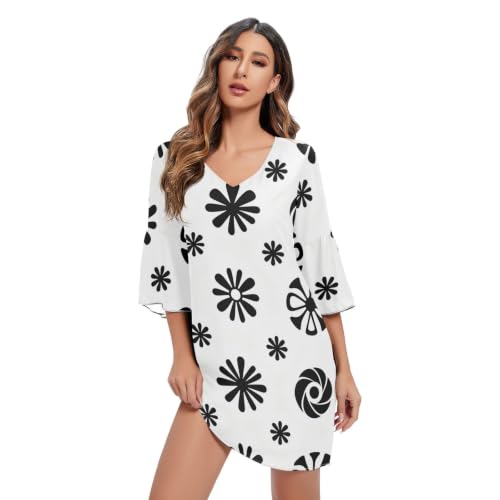 Robe en mousseline de soie noire fluide et légère avec décolleté en V chic pour femme