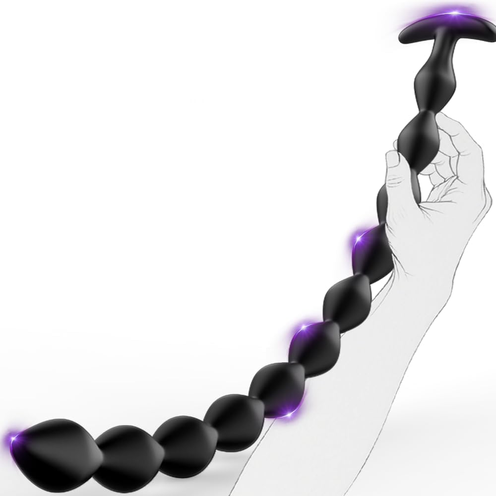 Large Anal Beads Anal Sex Toy - 6 Gradient Size for Depth Anal Training, 2" Max Diameter & 12.8" Long, Flexible Silicone Butt Plug & Prostate Massager Sex Toy for Men, Couples