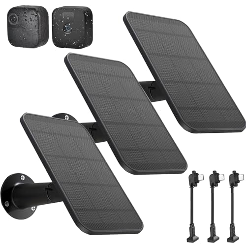 3 Pack Solar Panel Charger Compatible with All-New Blink Outdoor 4 (4th Gen)/(3rd Gen) & Blink XT2/XT, IP66 Weatherproof, Each Built-in 2200 mAh Battery with 11.5Ft Power Cable & Adjustable Wall Mount