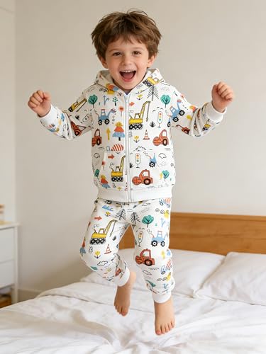 Image of Popshion Boys Toddler Cartoon Dinosaur Hoodies Jacket Cool Long Sleeve Zipper Hooded Sport Sweatshirt Coat for Kids 1-7 Years