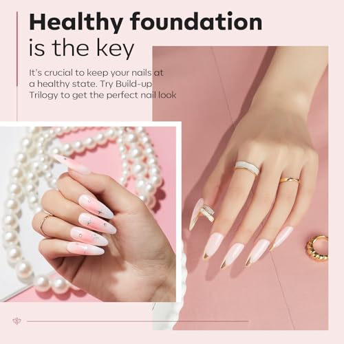 Image of modelones Top Coat with Builder Nail Gel, Nude Pink Color Builder Top Nail Kit for Apex Building Thickening Extension, LED Lamp Cured Color Base Shine Finish Top Coat 10ml Home DIY Salon