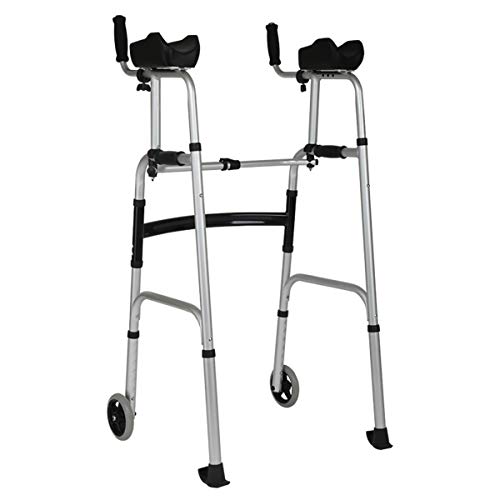 Muzyo Walkers for Seniors Walking Walker Adjustable Elderly Standard Walkers Equipped Rest Arm Mobility People Pad Folding Support Wheel Aid Foldable Assist Wheels ï¼ˆTwo Roundsï¼‰