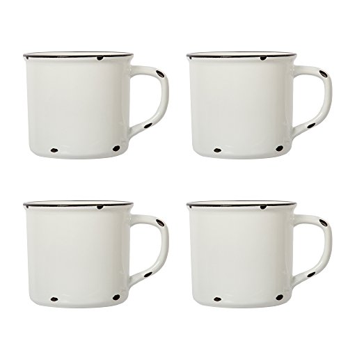 Luciano 65920-WHDC-4- Juego de 4 tazas de cerámica esmaltada, color blanco Luciano 65920-WHDC-4- Juego de 4 tazas de cerámica esmaltada, color blanco