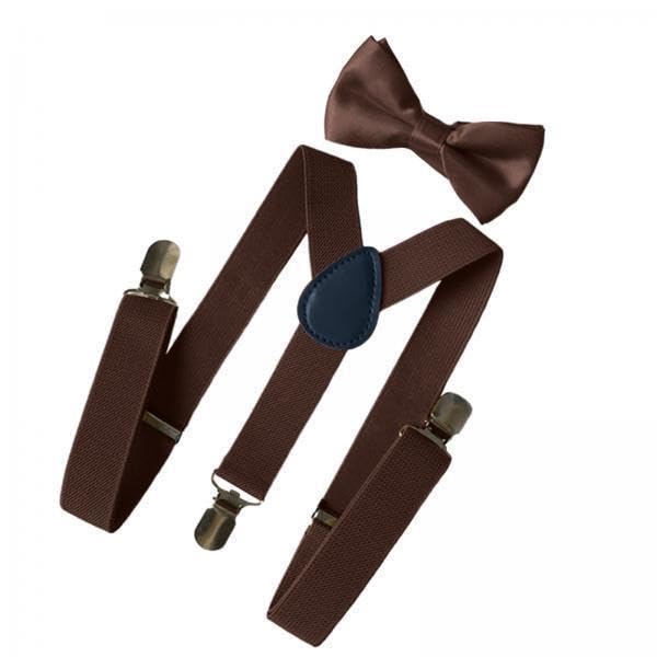 2xMens Suspenders with Bow Tie Y Back Braces for Formal Wear Halloween Cosplay Brown-image-21