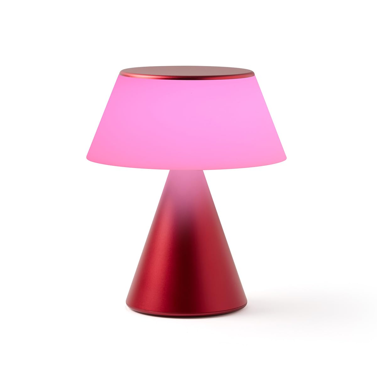 Lexon LUMA L Lámpara de Noche Sensible al Táctil, Luz Nocturna Inalámbrica con Regulación y Sincronización Multilámpara, 9 Colores LED, Recargable, Carcasa de Aluminio - Rojo Oscuro