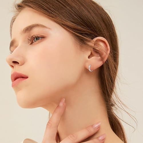 Silvora 925 Sterling Silver Small Hoop Earrings for Women Huggie Earrings Hypoallergenic Cartilage Earrings Tiny Hoops 6mm/8mm/10mm/12mm2