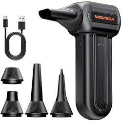 WOLFBOX MF60&MF70 Compressed Air Duster-110000RPM Super Power Electric Air Duster, 3-Speed Adjustable Rechargeable Cordless Air Blower with Fast Charging for PC Keyboard Cleaning, Car, Home (Black)