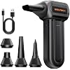 WOLFBOX MF60&MF70 Compressed Air Duster-110000RPM Super Power Electric Air Duster, 3-Speed Adjustable Rechargeable Cordless Air Blower with Fast Charging for PC Keyboard Cleaning, Car, Home (Black)