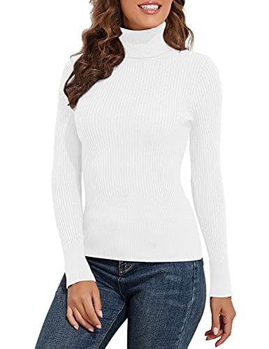 Image of PrettyGuide Women's Ribbed Turtleneck Long Sleeve Sweater Tops
