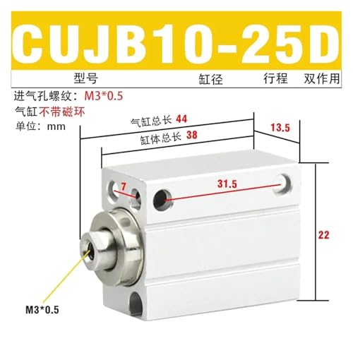 Cilindro neumático de instalación gratuita pequeña CUJB10-25D 3
