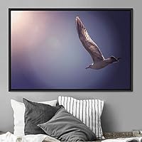 Framed Canvas Wall Art Soaring Bird Aerial Beach Birds Cool Multicolor Photography Realism Relax/Calm Single - 16x24 inches