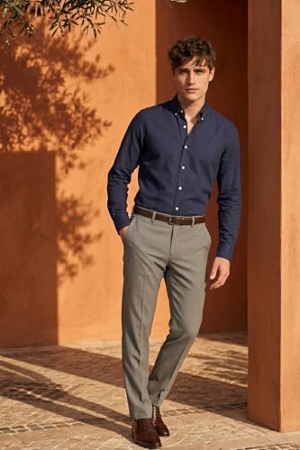 Image of Allen Solly Men's Formal Trousers | Premium Cotton Fabric | Smart Slim Fit for Office & Business Wear