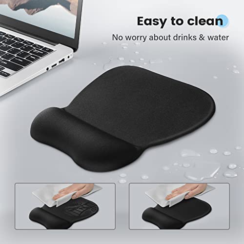Soqool Mouse Pad, Mouse Pad With Cooling Gel Wrist Rest Support - Ergonomic Gaming Desktop Mouse Pad Wrist Rest, Rubber Base For Laptop Computer,Office & Home,Round Black #TOP5