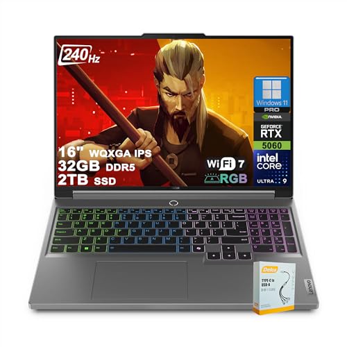 Image of Lenovo Legion 5 AI-Powered Gaming Laptop | 16 inch WQXGA IPS 240Hz 100% DCI-P3 | Intel Core Ultra 9 275HX | 32GB DDR5 2TB SSD | GeForce RTX 5060 (572 AI Tops) | RGB Backlit Win11 Pro w /DLCA Accessory