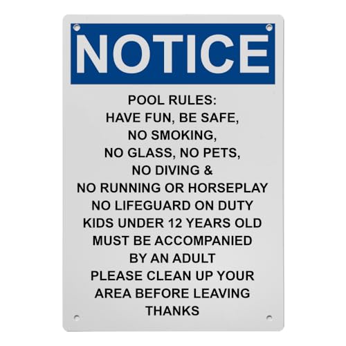 OSHA Pool Rules: Have Fun, Be Safe, Sign, 8.5 x 11 in