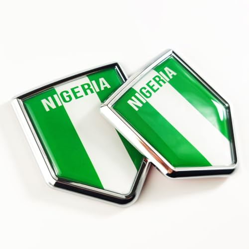 Image of Newperlite Nigeria Flag Decal Sticker Car Emblem Nigerian Flag Car Decoration Accessories Chrome Shield for Truck Vehicles Cars, 2 Pack