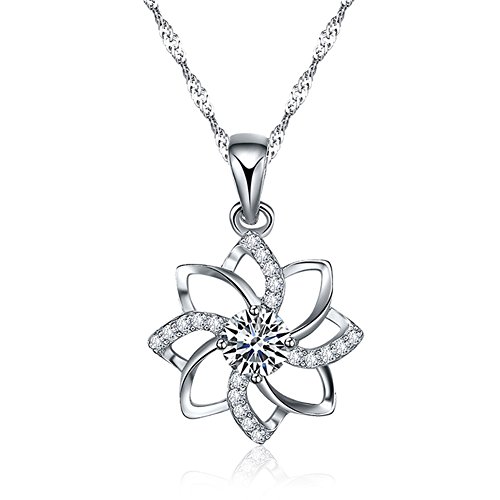 StageOnline S925 Silber Halskette Rosen Anhänger Eingelegter Kristall Schlüsselbein Halskette Wellen-Halskette Stilvoller und spezieller Liebesstil Cover