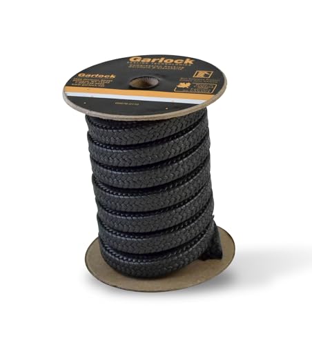 Garlock Graphite Impregnated Expanded PTFE with Silicone Lubricant Style PACKMASTER 6 Pump Packing, 80' Length, 1/8
