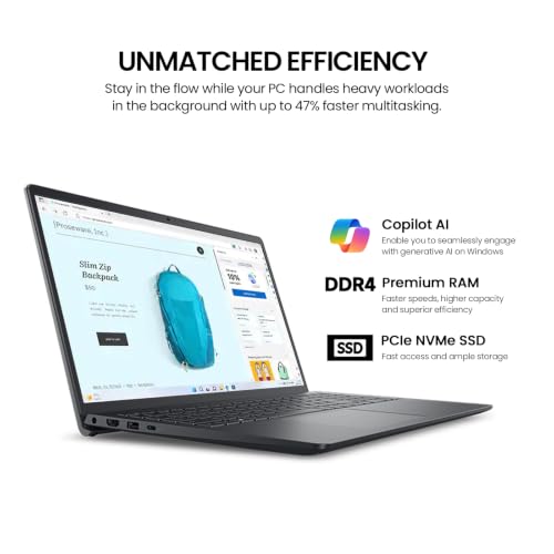 Image of Dell Laptop 15, Inspiron 15.6 inch FHD IPS Touchscreen, AMD Ryzen 5 6-Core Processor, 16GB RAM, 1TB SSD, Windows 11 Pro, Business & Student Laptop, USB-C, HDMI, Numeric Keypad, Black