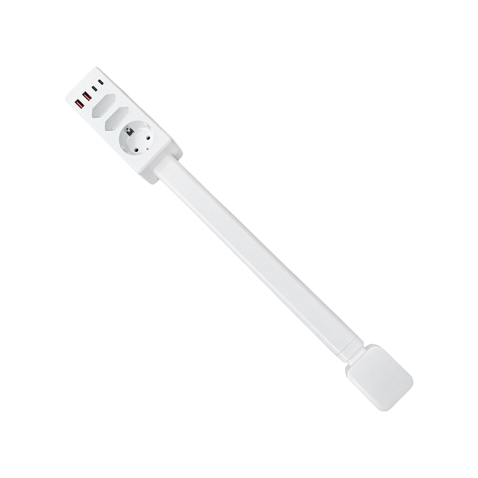 Enchufe eléctrico retráctil con puertos USB-C y USB-A | regleta extensible 44,5-65 cm para enchufes de difícil acceso detrás del sofá