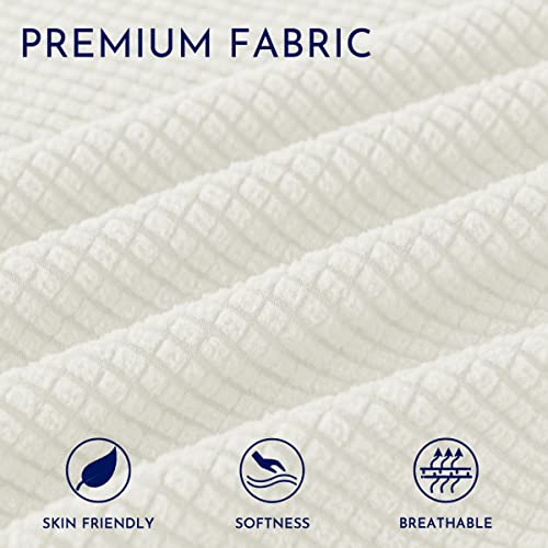 Subrtex Stretch Armchair Sofa Slipcover 2 Piece Sofa Cover 1 Seater Soft Couch Slipcover Washable Furniture Covers, Jacquard Fabric Armchair Checks(Off-White,Armchair) #TOP3