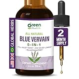 green Herb Vibe Herbal Support Drops, Blue Vervain Extract for Fall Asleep Faster, Stay Asleep Longer & Relaxation Support. 2oz