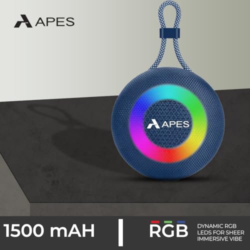Image of APES Beat Bluetooth Speaker, Wireless Portable Speaker, 5hrs Playtime, Dynamic RGB LED's (Blue)