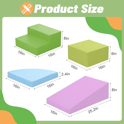 Image of TODIBY 6-Piece Foam Climbing Blocks for Toddlers: Baby Foam Climbing Gym PU Leather Colorful Indoor Toy Building Blocks