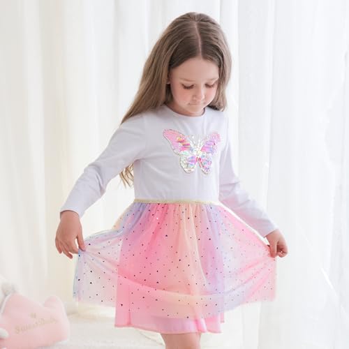 Girls Tulle Dresses Toddler Long Sleeve Sparkle Tutu Dress Kids Clothes Party Gifts Outfits3