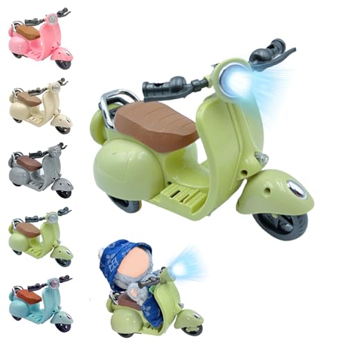 LUFZFEU Doll Accessories, Electric Scooter Toy with Lights & Music Rotate 360°, 5 Colors Available Cute Motorcycles for Dolls, Decor Desktop Ornaments for Doll Collectors Battery Not Included (Green)