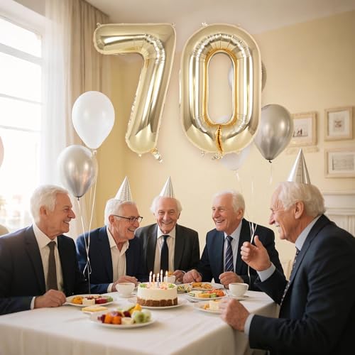 Image of Champagne Gold Large Number 70 Balloon, 40 Inch Light Gold Foil Helium Number Balloons, Giant Mylar Number 70 Balloons for 70 Years Old Birthday Party Anniversary Decorations (Champagne Gold 70)