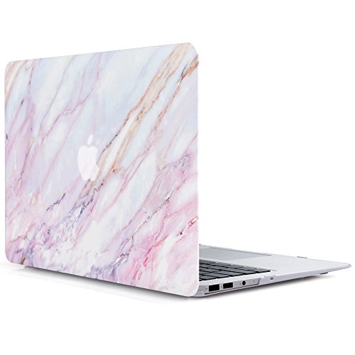 iDOO Soft Touch Hard Plastic Matte Case for MacBook Air 13 inch Model A1369 and A1466 - Pink Marble