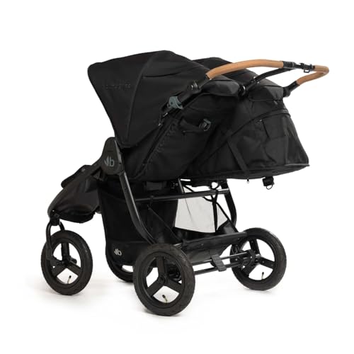 Bumbleride Indie Twin Double Stroller - Side-by-Side Infant and Toddler Stroller with Compact Standing Fold, Air-Filled Tires & All-Wheel Suspension - Black