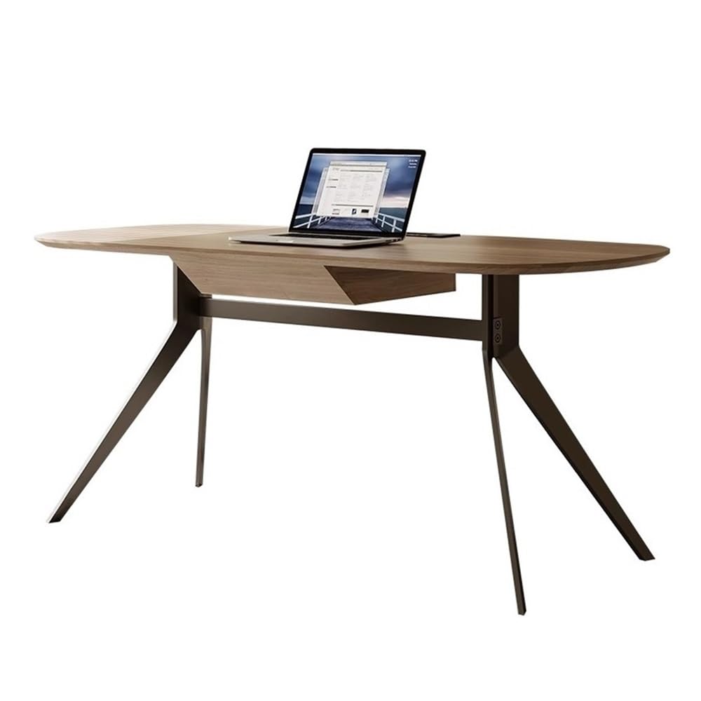 Acrittura Scrivania Moderna con Cassetto e Gambe in Acciaio Inox, Legno di Pino(M)